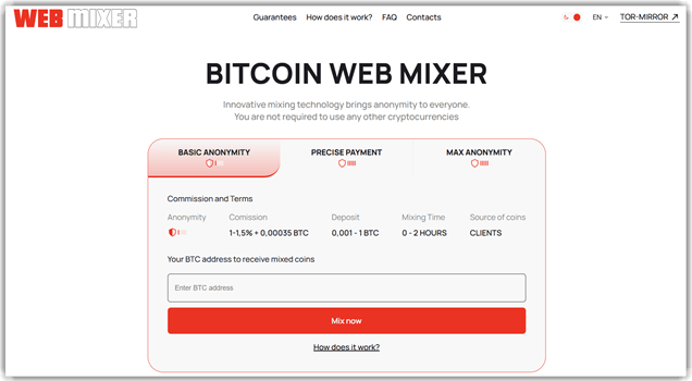 Webmixer Bitcoin mixer
